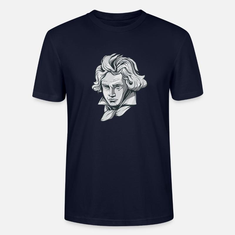 Beethoven face bust with Beethoven composer - Stanley/Stella CRAFTER Unisex Organic T-Shirt - navy