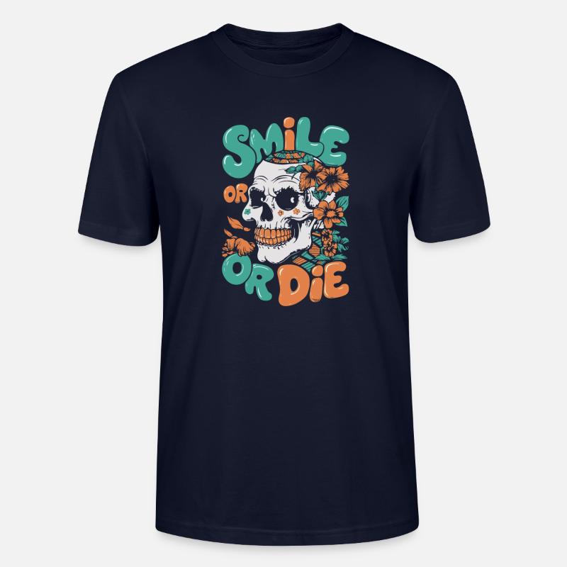 LÄCHELN ODER STERBEN - Stanley/Stella Unisex Bio-T-Shirt CRAFTER - Navy