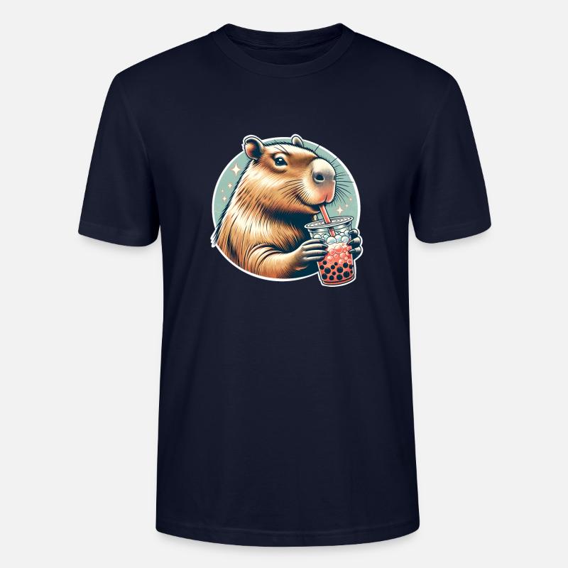 Capybara Bubble Tea - Stanley/Stella Unisex Bio-T-Shirt CRAFTER - Navy