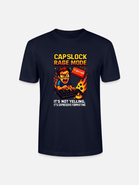 Capslock Rage Mode - Stanley/Stella CRAFTER Unisex Organic T-Shirt - navy