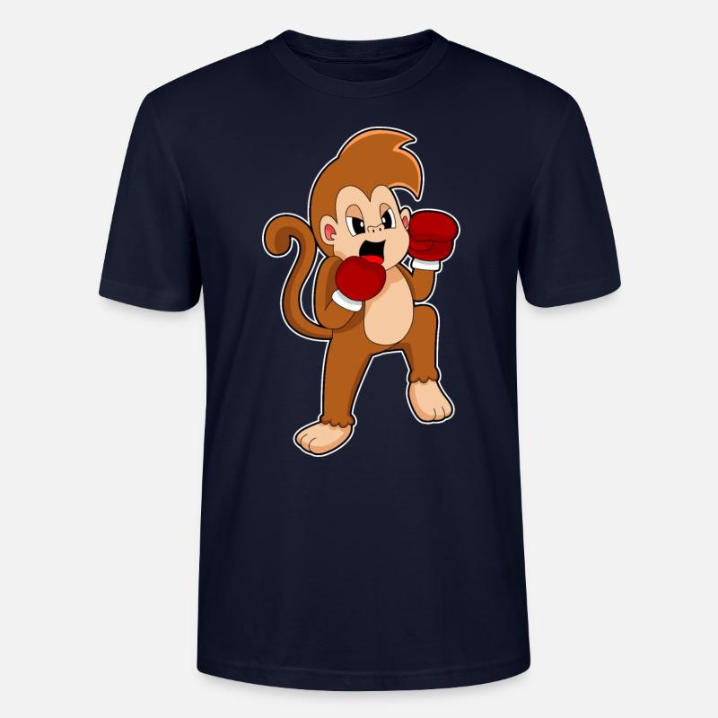 Affe Boxer Boxhandschuhe Boxen - Stanley/Stella Unisex Bio-T-Shirt CRAFTER - Navy
