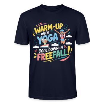 Parachutisme yoga | Motif de saut en parachute amusant - T-shirt bio CRAFTER Stanley Stella Unisexe - marine - Devant - Alina (178cm) & Michal (187cm)