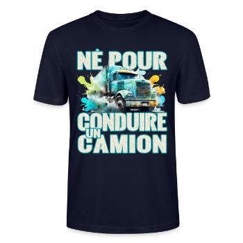 Cadeau routier chauffeur poids lourd camion humour - T-shirt bio CRAFTER Stanley Stella Unisexe - marine - Devant - Alina (178cm) & Michal (187cm)
