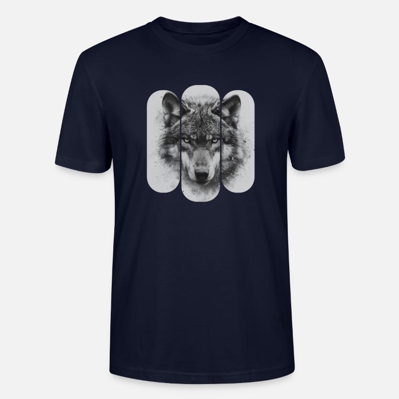 triptyque Loup noir et blanc - T-shirt bio CRAFTER Stanley Stella Unisexe - marine