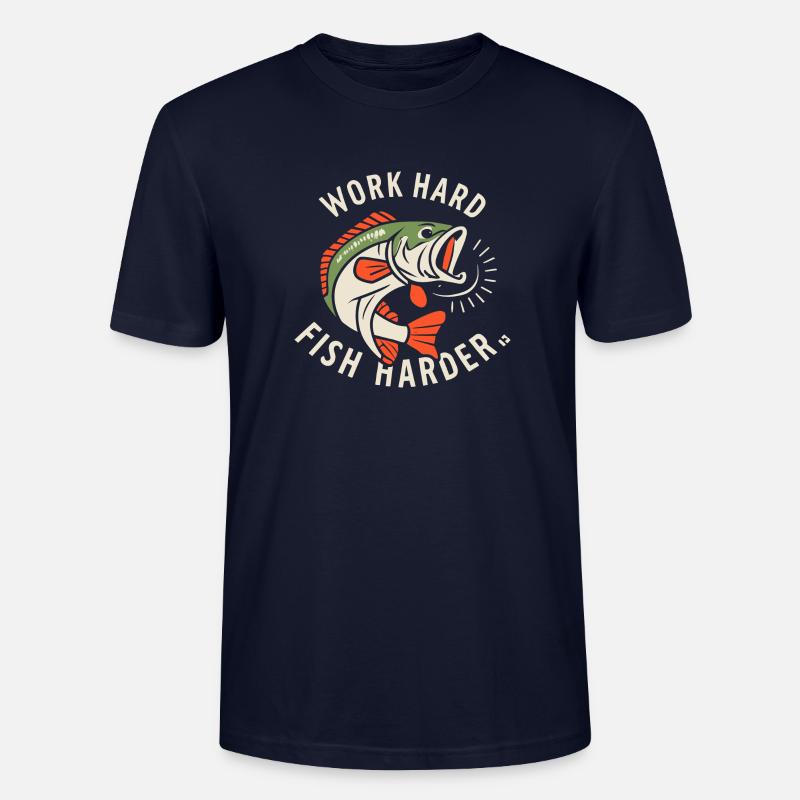 Work Hard Fish Harder - Stanley/Stella Unisex Bio-T-Shirt CRAFTER - Navy