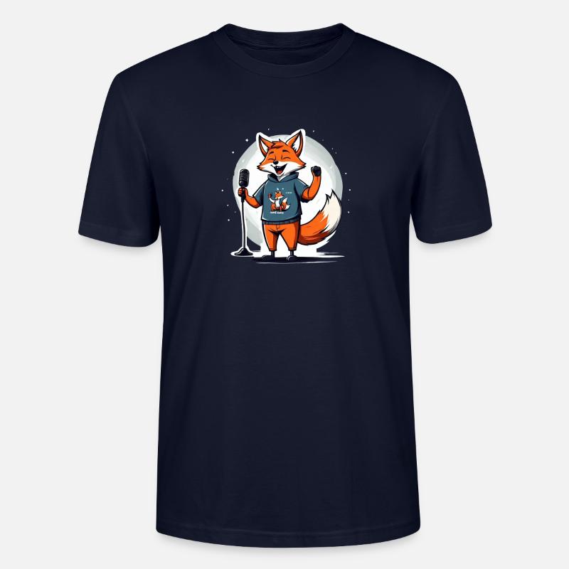 Singing fox singer with microphone - Stanley/Stella CRAFTER Unisex Organic T-Shirt - navy