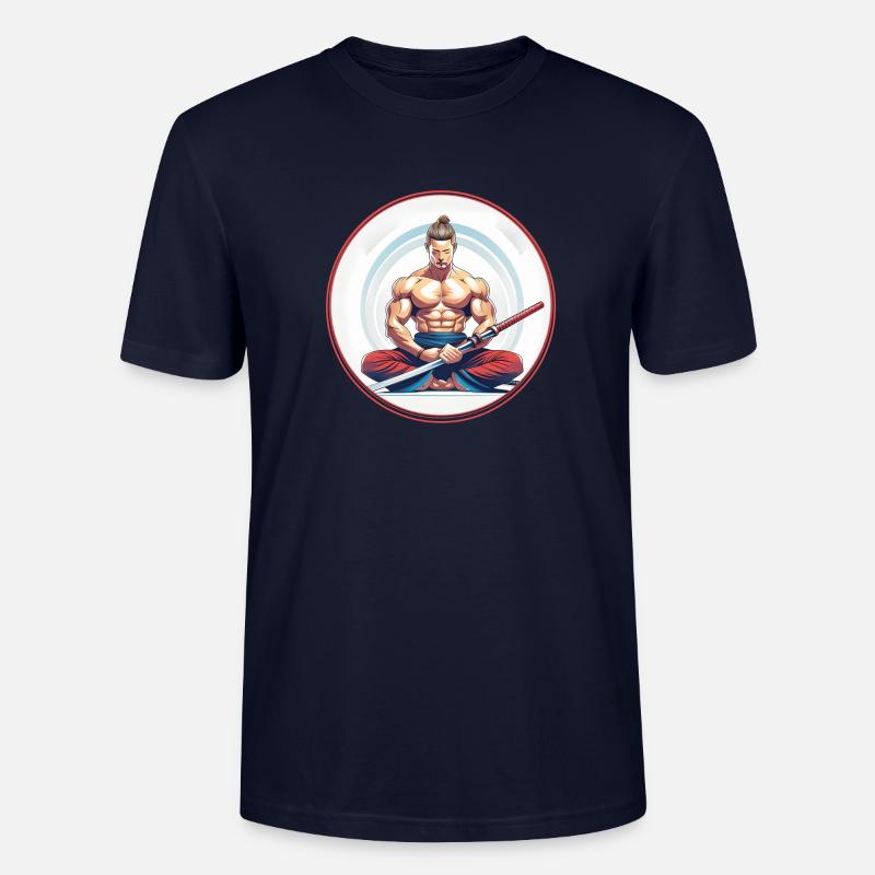 Meditierender Samurai mit Katana - Stanley/Stella Unisex Bio-T-Shirt CRAFTER - Navy
