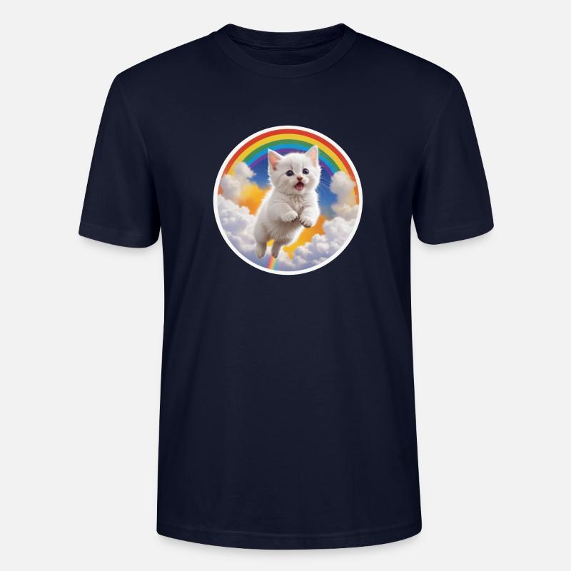 Weißes Kätzchen Regenbogen 3 - Stanley/Stella Unisex Bio-T-Shirt CRAFTER - Navy