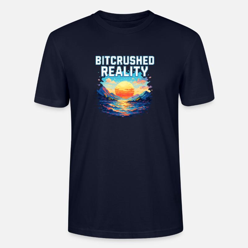 Bitcrushed Reality – Sunset in Glitch - Stanley/Stella Unisex Bio-T-Shirt CRAFTER - Navy