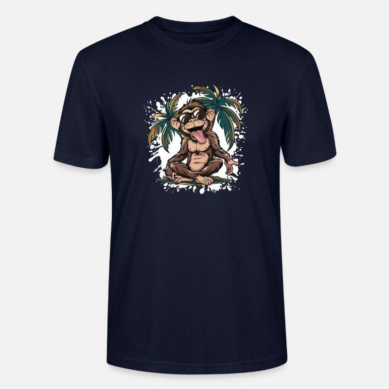 Monkey Island Palm Tree - Stanley/Stella CRAFTER Unisex Organic T-Shirt - navy