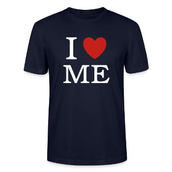 I ❤ ME - I love me - T-shirt bio CRAFTER Stanley Stella Unisexe - marine - Devant - Alina (178cm) & Michal (187cm)
