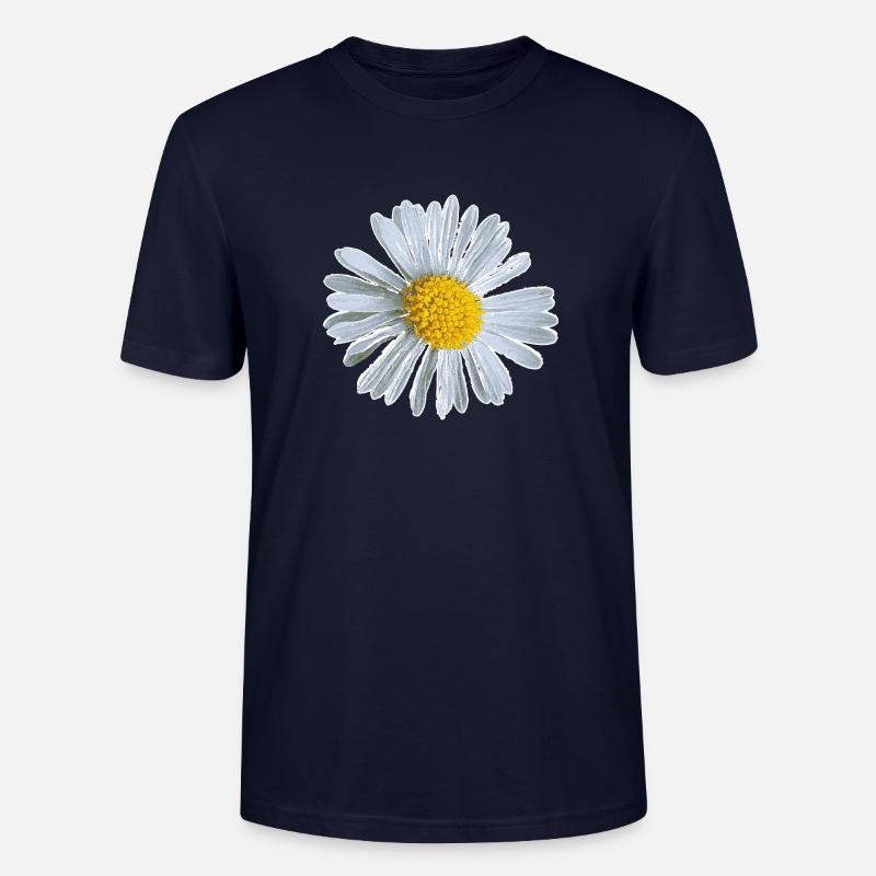 Blume Blüte Gänseblümchen Blumen Design - Stanley/Stella Unisex Bio-T-Shirt CRAFTER - Navy