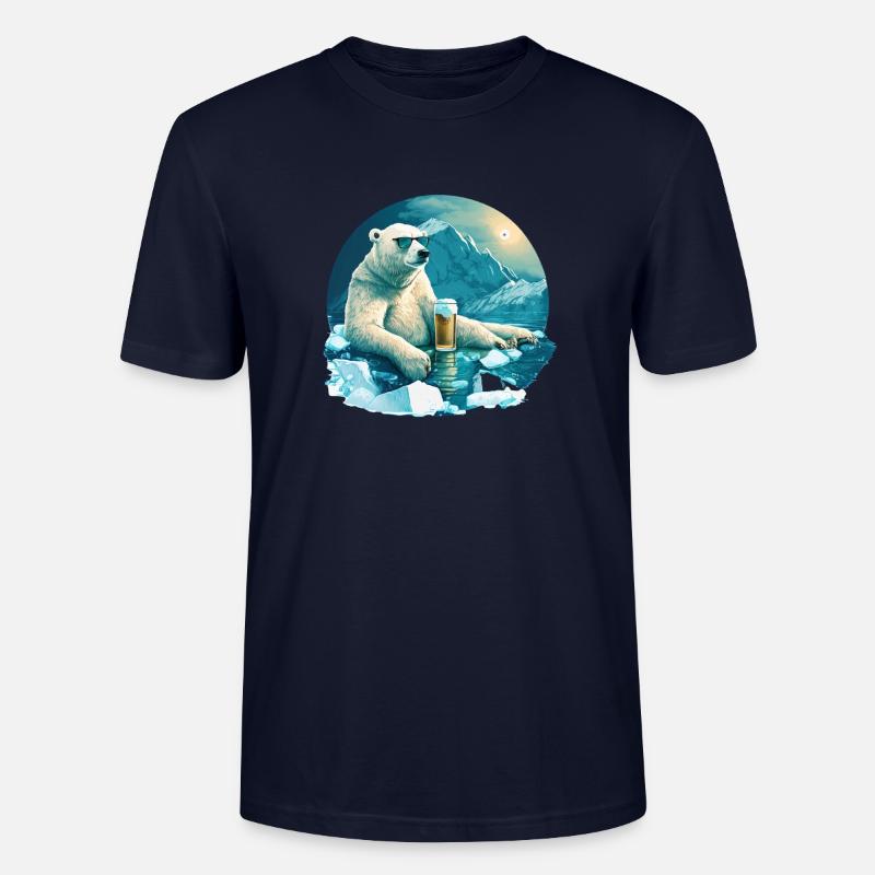 Eisbär chillt mit Bier - Stanley/Stella Unisex Bio-T-Shirt CRAFTER - Navy