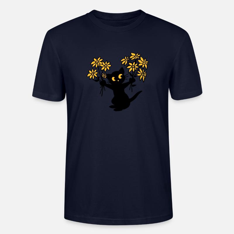 Le chat aux fleurs - T-shirt bio CRAFTER Stanley Stella Unisexe - marine