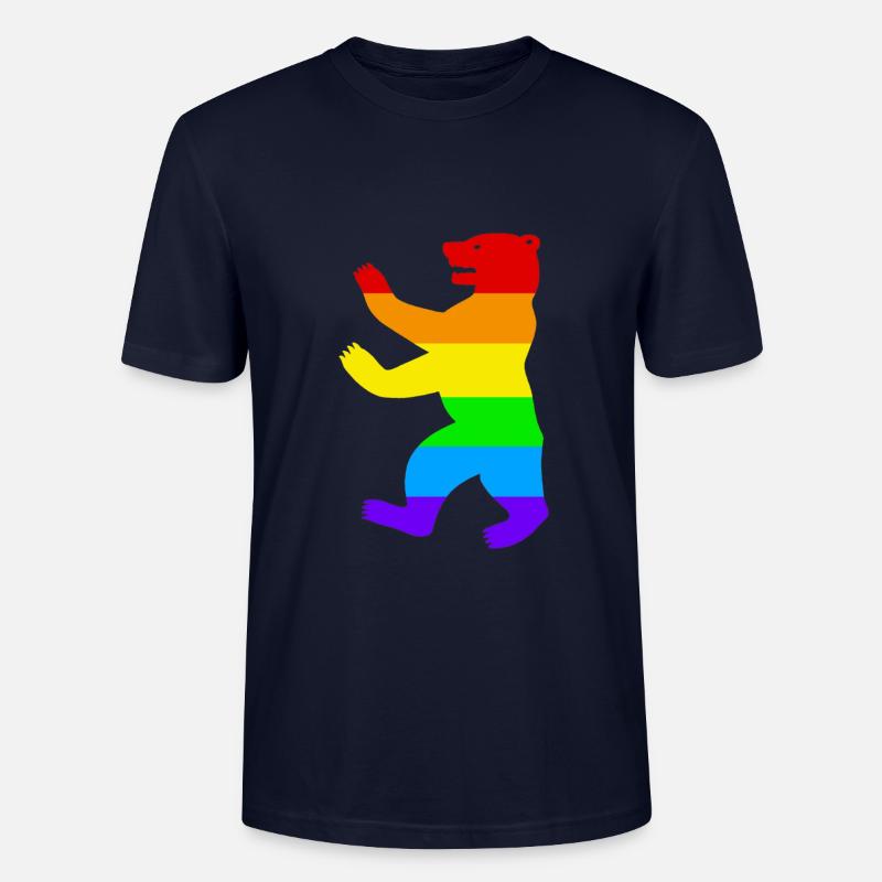 Berliner Bär / Pride Bear / Regenbogen - Stanley/Stella Unisex Bio-T-Shirt CRAFTER - Navy