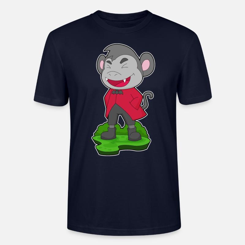 Affe Halloween Vampir - Stanley/Stella Unisex Bio-T-Shirt CRAFTER - Navy