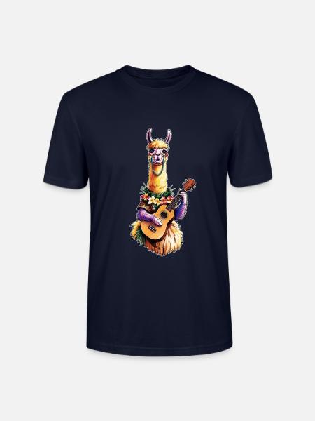 Lama spielt Ukulele - bunt - Stanley/Stella Unisex Bio-T-Shirt CRAFTER - Navy