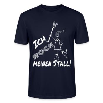 Frau Mistgabel Stall witzig - Stanley/Stella Unisex Bio-T-Shirt CRAFTER - Navy - Vorne - Alina (178cm) & Michal (187cm)