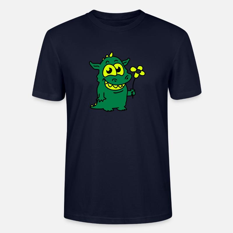 Drache mit Blume - Stanley/Stella Unisex Bio-T-Shirt CRAFTER - Navy