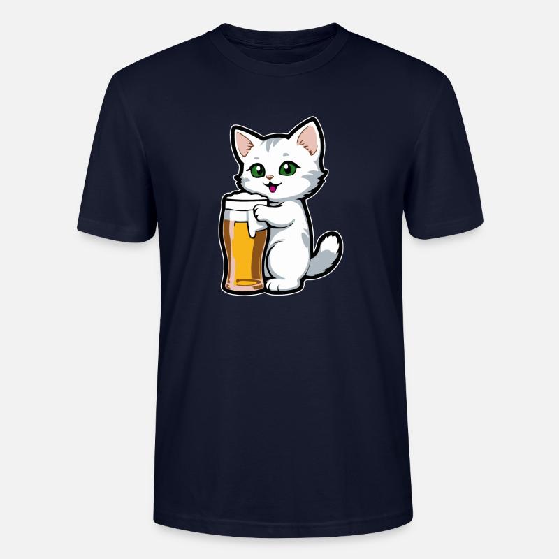 Katze mit Bier - Stanley/Stella Unisex Bio-T-Shirt CRAFTER - Navy