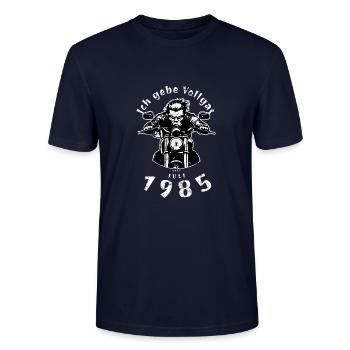 40. Geburtstag Ich gebe Vollgas seit 07/1985 - Stanley/Stella Unisex Bio-T-Shirt CRAFTER - Navy - Vorne - Alina (178cm) & Michal (187cm)