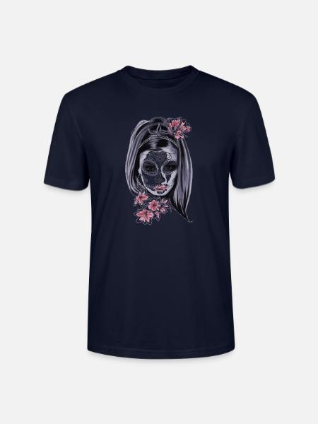 Muerta meksikanske maske hodeskalle tatovering gave - Stanley/Stella CRAFTER unisex økologisk T-skjorte - marinen