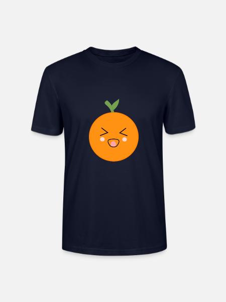 Kawaii appelsiner Kawaii frugter Kawaii frugt - Stanley Stella CRAFTER unisex økologisk-T-shirt - marineblå