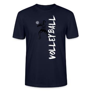 Volleyball - Spieler + seitlicher Schriftzug - Stanley/Stella Unisex Bio-T-Shirt CRAFTER - Navy - Vorne - Alina (178cm) & Michal (187cm)