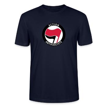 Action Antifasciste - T-shirt bio CRAFTER Stanley Stella Unisexe - marine - Devant - Alina (178cm) & Michal (187cm)