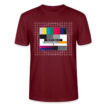 Testbild Fernsehen Bildschirm Sendeschluss Display - Stanley/Stella Unisex Bio-T-Shirt CRAFTER - Burgunderrot - Vorne - Alina (178cm) & Michal (187cm)
