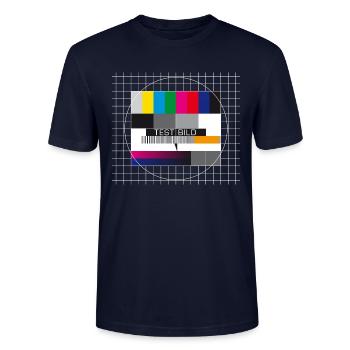Testbild Fernsehen Bildschirm Sendeschluss Display - Stanley/Stella Unisex Bio-T-Shirt CRAFTER - Navy - Vorne - Alina (178cm) & Michal (187cm)