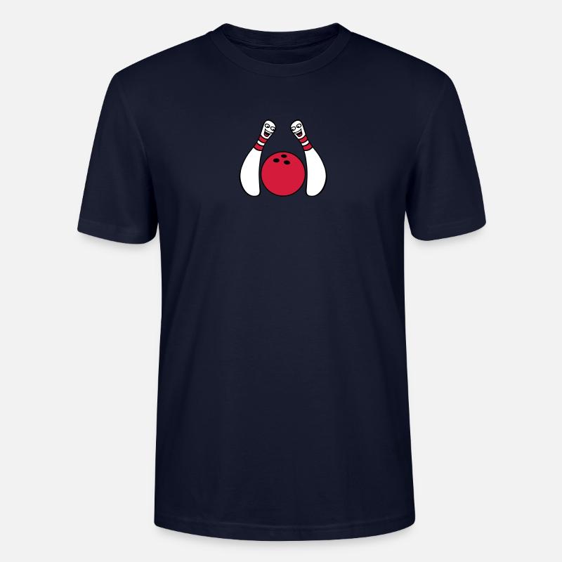 2 Cheeky Comic Bowling Pins - Stanley/Stella Unisex Bio-T-Shirt CRAFTER - Navy