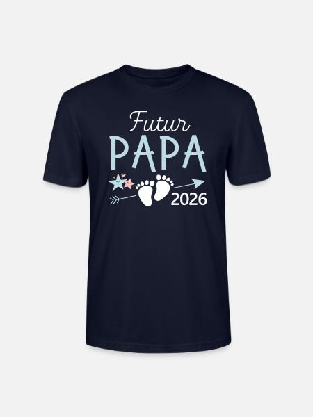 Futur Papa 2026 Cadeau Bientôt Père - T-shirt bio CRAFTER Stanley Stella Unisexe - marine