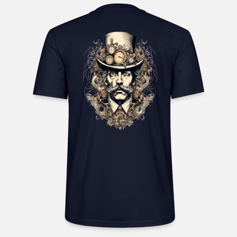 Steampunk Gentleman mit Uhren - Stanley/Stella Unisex Bio-T-Shirt CRAFTER - Navy