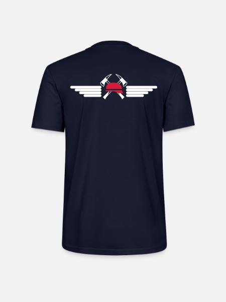 Fire helmet, ax and Wings - Stanley/Stella CRAFTER Unisex Organic T-Shirt - navy