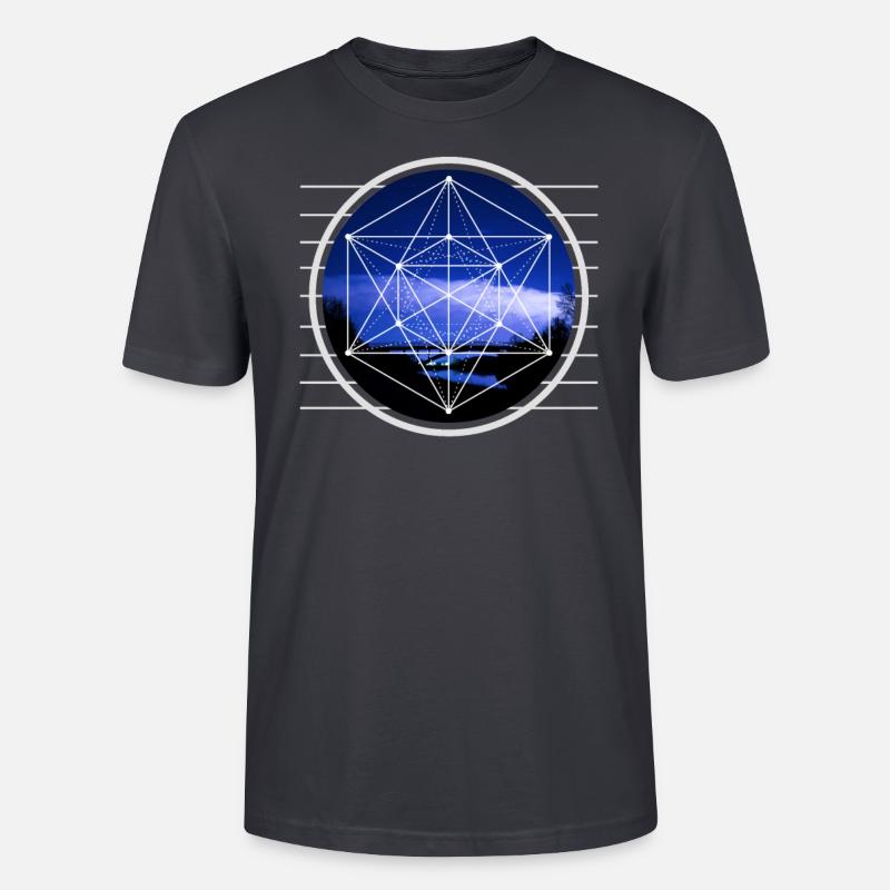 Conception graphique Metatron Hexagon Cube - T-shirt bio CRAFTER Stanley Stella Unisexe - bleu gris foncé