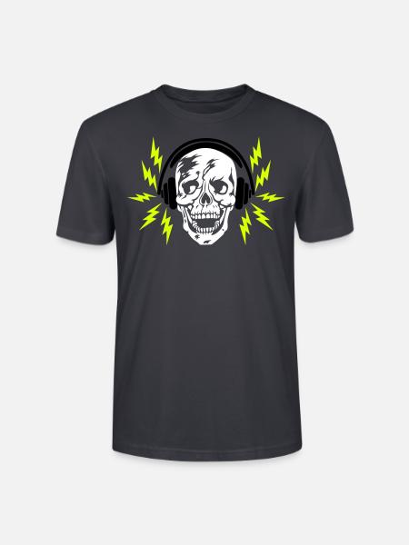 41 Skull Skull Headphone Flashes - Stanley/Stella CRAFTER Unisex Organic T-Shirt - India Ink Grey