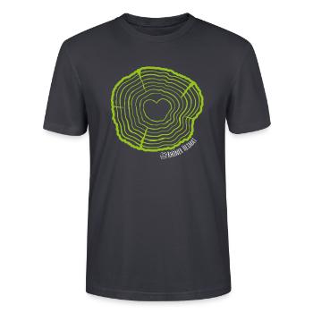 "Baumscheibe" - votre morceau d'arbre de la Rhön. - T-shirt bio CRAFTER Stanley Stella Unisexe - bleu gris foncé - Devant - Alina (178cm) & Michal (187cm)