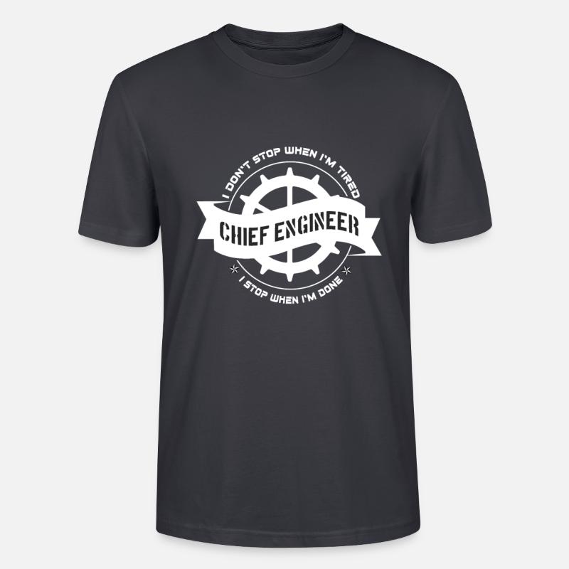 Chief Engineer Never Stop - Stanley/Stella Unisex Bio-T-Shirt CRAFTER - Dunkles Graublau
