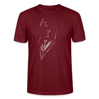 Füller / white / weiß / schreiben - Stanley/Stella Unisex Bio-T-Shirt CRAFTER - Burgunderrot - Vorne - Alina (178cm) & Michal (187cm)