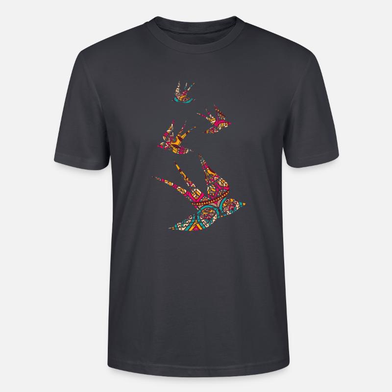 Schwalbe, Vogel, Tier, Geschenk, Geschenkidee - Stanley/Stella Unisex Bio-T-Shirt CRAFTER - Dunkles Graublau