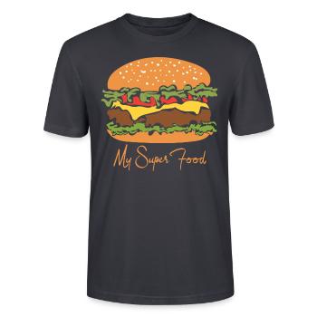 Burger - Stanley/Stella Unisex Bio-T-Shirt CRAFTER - Dunkles Graublau - Vorne - Alina (178cm) & Michal (187cm)
