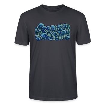 Wasser - Stanley/Stella Unisex Bio-T-Shirt CRAFTER - Dunkles Graublau - Vorne - Alina (178cm) & Michal (187cm)