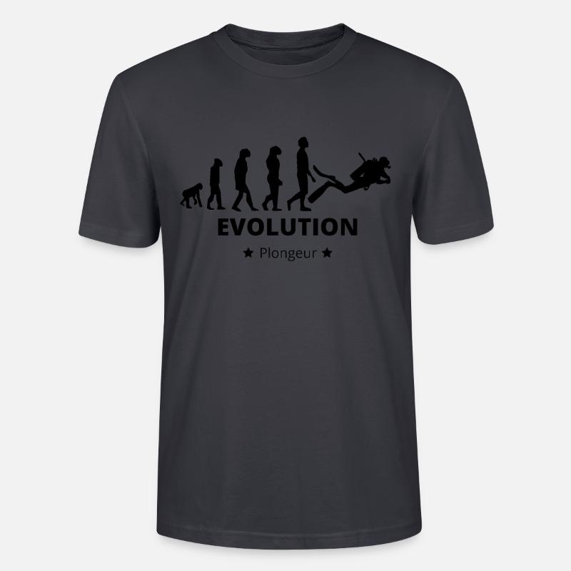 Evolution - Plongeur - T-shirt bio CRAFTER Stanley Stella Unisexe - bleu gris foncé