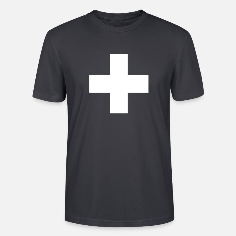 Drapeau suisse drapeau blanc croix - T-shirt bio CRAFTER Stanley Stella Unisexe - bleu gris foncé