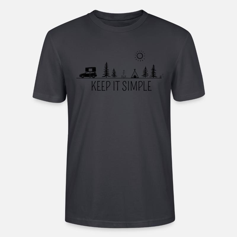 Hartschalendachzelt "Keep it Simple" Geschenkidee - Stanley/Stella Unisex Bio-T-Shirt CRAFTER - Dunkles Graublau