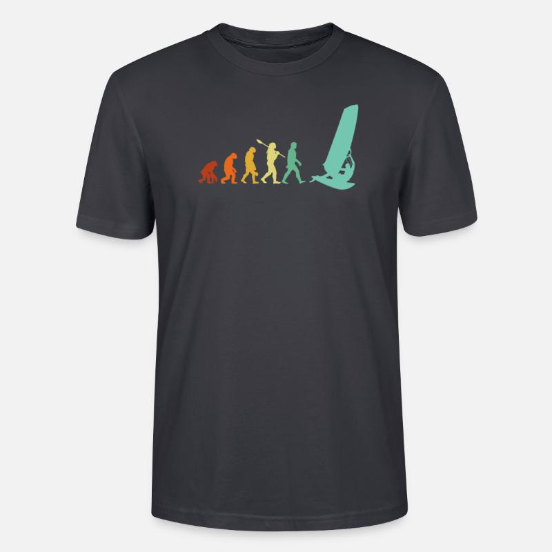 Windsurfen Evolution, Windsurfen - Stanley/Stella Unisex Bio-T-Shirt CRAFTER - Dunkles Graublau