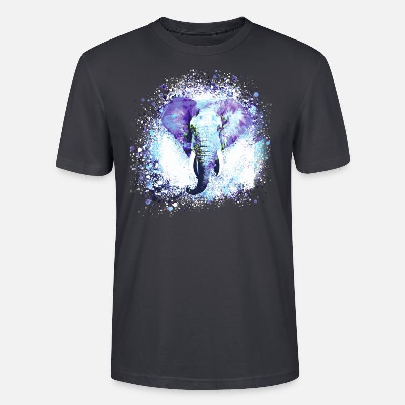 Elefant, Graffiti, Malerei, blau,Wildnis - Stanley/Stella Unisex Bio-T-Shirt CRAFTER - Dunkles Graublau
