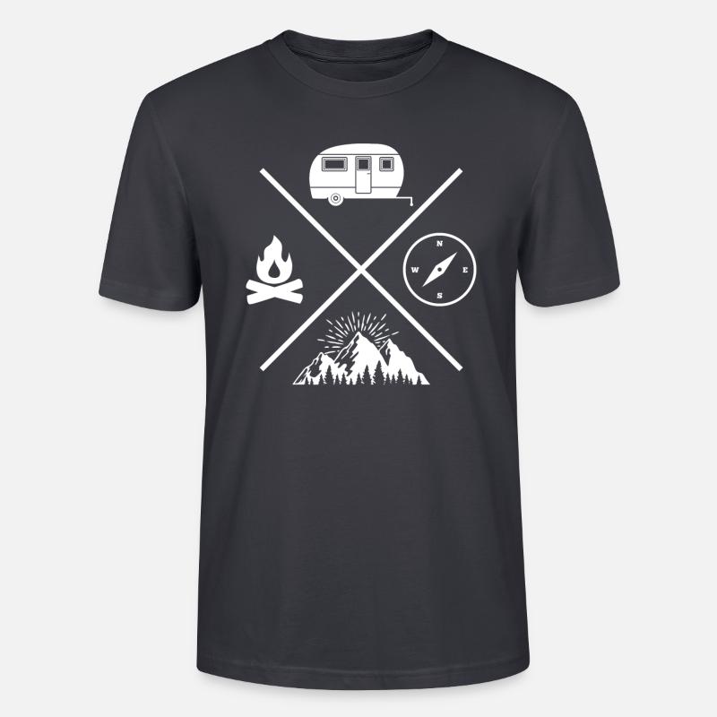 camping caravan campfire compass - T-shirt bio CRAFTER Stanley Stella Unisexe - bleu gris foncé