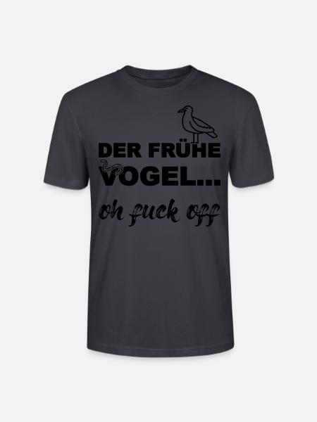 Der frühe Vogel, schwarz - Stanley/Stella Unisex Bio-T-Shirt CRAFTER - Dunkles Graublau